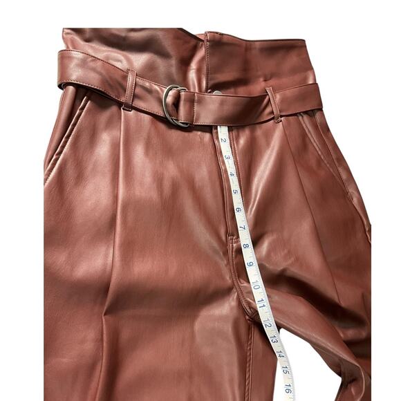 Open Edit Brown Faux Leather Pants Size M New Without Tag Soft Lined Trousers - Picture 7 of 12